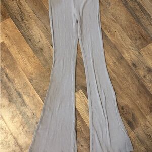 H&M Light Gray Ribbed Flare Pants